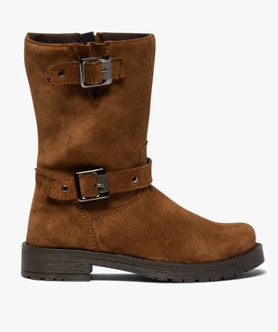 Bottes fille unies dessus cuir à brides décoratives vue1 - GEMO (ENFANT) - GEMO
