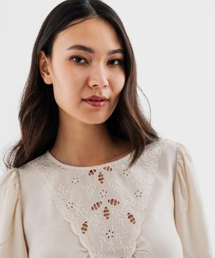 Blouse manches 3/4 avec empiècement brodé femme vue2 - GEMO(FEMME PAP) - GEMO