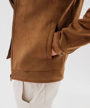 Blouson zippé en suédine homme vue2 - GEMO (HOMME) - GEMO