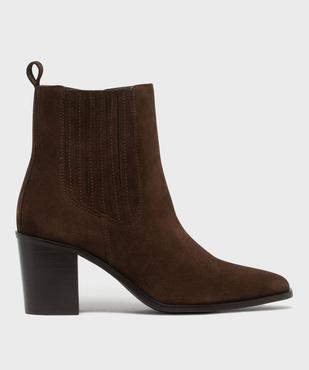 Boots à talon dessus cuir suédé femme - Tanéo vue1 - TANEO - GEMO
