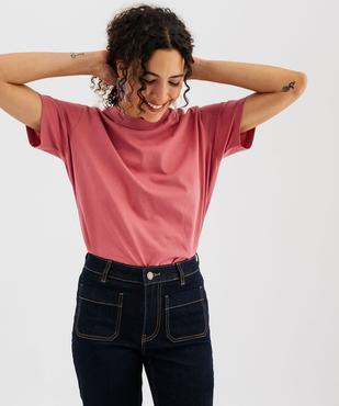 Tee-shirt manches courtes col rond uni en coton femme vue1 - GEMO 4G FEMME - GEMO