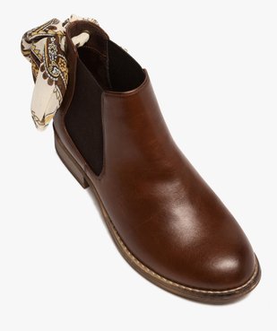 Boots femme style chelsea à talon plat et nœud foulard vue5 - GEMO (CASUAL) - GEMO