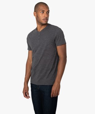 Tee-shirt homme col tunisien 100% coton biologique vue1 - GEMO 4G HOMME - GEMO
