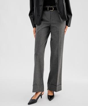 Pantalon de tailleur large et fluide avec ceinture femme vue1 - GEMO(FEMME PAP) - GEMO