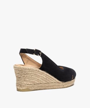 Sandales femme à talon compensé et dessus cuir velours vue4 - GEMO(URBAIN) - GEMO