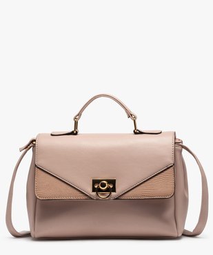 Sac femme avec rabat bi-matières et fermoir métallique vue1 - GEMO (ACCESS) - GEMO
