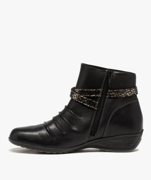 Boots femme confort à talon compensé dessus drapé vue3 - GEMO (CONFORT) - GEMO