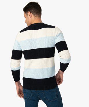 Pull homme à larges bandes colorées vue3 - GEMO (HOMME) - GEMO
