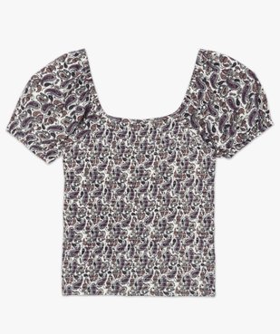 Tee-shirt femme avec buste smocké et manches ballon vue4 - GEMO(FEMME PAP) - GEMO