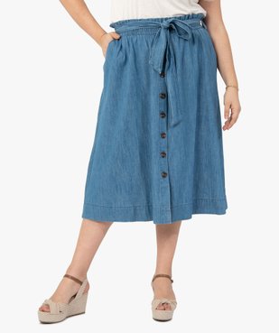 Jupe femme grande taille en chambray fermeture boutons vue1 - GEMO (G TAILLE) - GEMO