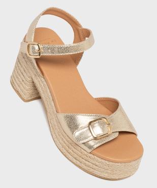 Sandales à talon et plateforme en corde femme vue5 - FOLLOW ME - GEMO