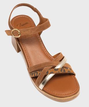 Sandales à talon en cuir à brides mixtes femme - Tanéo vue5 - TANEO - GEMO