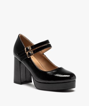 Escarpins femme babies vernies à talon et double bride vue2 - GEMO(URBAIN) - GEMO