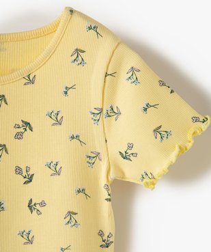 Tee-shirt fille en maille côtelée avec finitions froncées vue2 - GEMO C4G FILLE - GEMO