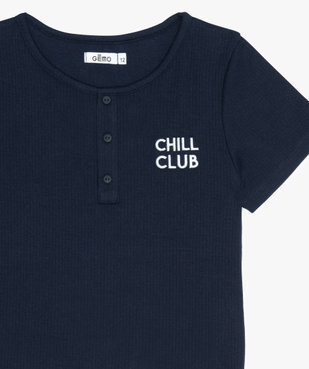 Body fille à manches courtes en maille côtelée vue2 - GEMO (JUNIOR) - GEMO