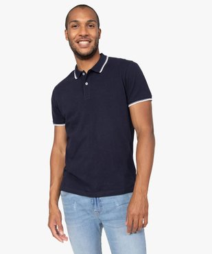 Polo homme à manches courtes à liseré contrastant vue1 - GEMO C4G HOMME - GEMO