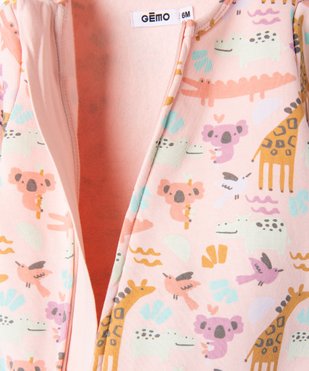 Pyjama dors-bien avec fermeture zippée et motif animaux bébé fille vue3 - GEMO 4G BEBE - GEMO