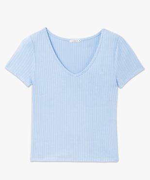 Tee-shirt manches courtes et col V en maille côtelée femme - LuluCastagnette vue4 - GEMO(FEMME PAP) - GEMO