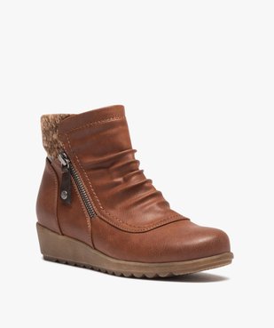 Boots femme confort unies à zip et col chaussette vue2 - GEMO (CONFORT) - GEMO