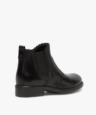 Boots fille style chelsea dessus cuir uni à bords dentelés vue4 - GEMO (ENFANT) - GEMO