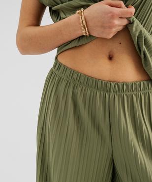 Pantalon large plissé avec taille élastique femme vue2 - GEMO(FEMME PAP) - GEMO