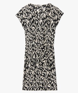 Robe femme plissée à motif léopard et décolleté cache-cœur vue5 - GEMO (G TAILLE) - GEMO