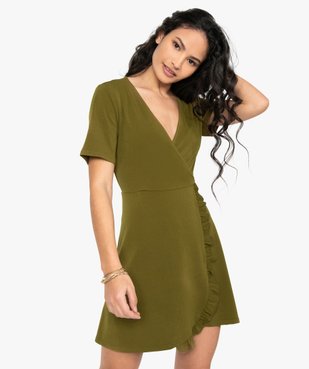 Robe femme coupe portefeuille à manches courtes vue1 - GEMO(FEMME PAP) - GEMO