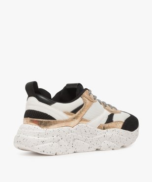 Baskets femme multi-matières à détails dorés - Only vue4 - ONLY - GEMO