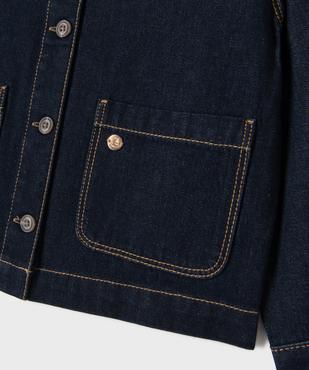 Veste en jean coupe droite avec col froncé fille - LuluCastagnette vue2 - LULU CASTAGNETTE G4G D - GEMO