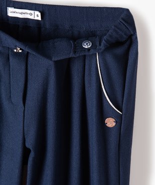 Pantalon fille en maille extensible avec liserés pailletés - Lulu Castagnette vue3 - LULUCASTAGNETTE - GEMO