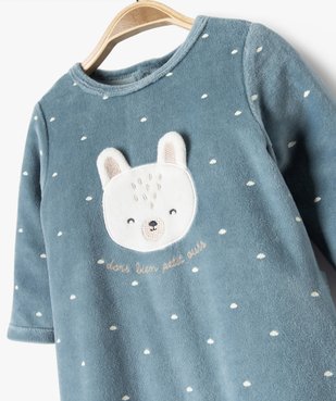 Pyjama en velours à motif ourson bébé garçon vue2 - GEMO 4G BEBE - GEMO
