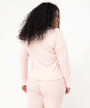 Tee-shirt femme grande taille en maille côtelée douce vue3 - GEMO(HOMWR FEM) - GEMO