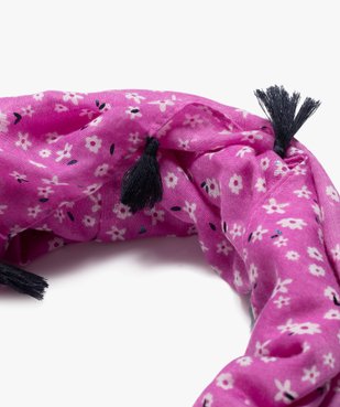 Foulard snood léger à fleurs et pompons fille  vue2 - GEMO (ENFANT) - GEMO