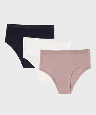 Shorties en coton biologique avec ceinture satinée fille (lot de 3) vue1 - GEMO 4G FILLE - GEMO