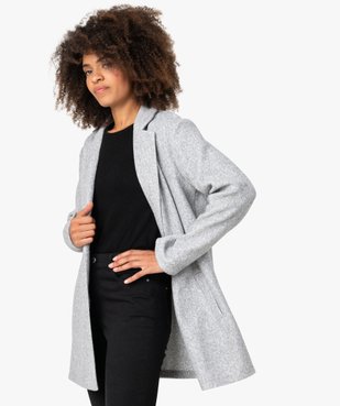 Manteau court femme en matière extensible chinée vue2 - GEMO(FEMME PAP) - GEMO