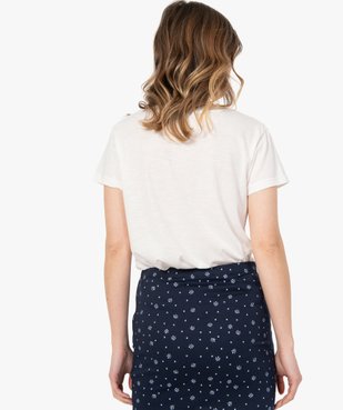 Tee-shirt femme à manches courtes et grand col V vue3 - GEMO(FEMME PAP) - GEMO