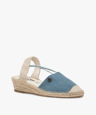 Sandales femme en toile à talon compensé – Terre de Marins Dessus denim vue2 - TERRE DE MARINS - GEMO