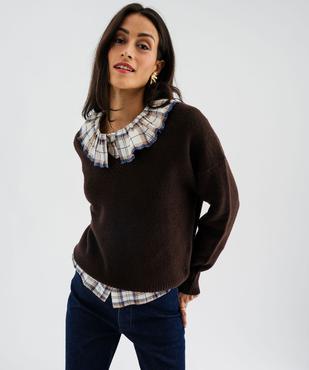 Pull col V en maille douillette femme vue5 - GEMO(FEMME PAP) - GEMO