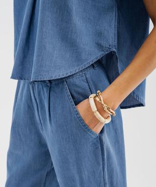 Pantalon ample en toile denim fluide femme vue2 - GEMO(FEMME PAP) - GEMO