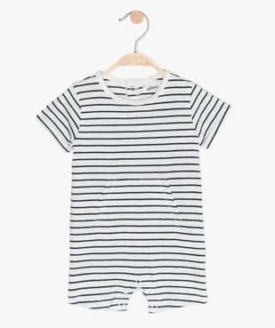 Combishort bébé garçon à rayures 100% coton biologique vue1 - GEMO C4G BEBE - GEMO