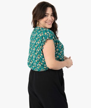 Blouse femme grande taille à motifs fleuris et rayures pailletées vue3 - GEMO (G TAILLE) - GEMO