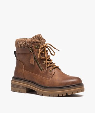 Boots femme fourrées unies avec col chaussette vue2 - GEMO (CASUAL) - GEMO