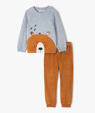 Pyjama garçon en velours bicolore à motif ours vue1 - GEMO (ENFANT) - GEMO