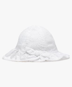 Chapeau bébé fille forme bob en broderie anglaise vue1 - GEMO(BEBE DEBT) - GEMO