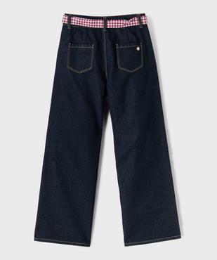 Jean wide leg en denim de coton avec ceinture à nouer fille - LuluCastagnette vue3 - LULU CASTAGNETTE G4G D - GEMO