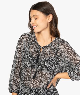 Blouse femme imprimée en voile à col rond vue2 - GEMO(FEMME PAP) - GEMO