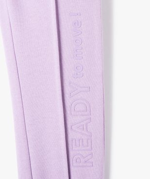 Pantalon de jogging fille molletonné à couture avant et inscription vue3 - GEMO (ENFANT) - GEMO