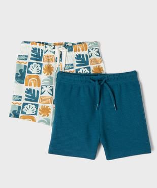 Short en coton fluide avec taille ajustable bébé garçon (lot de 2) vue1 - GEMO(BEBE DEBT) - GEMO