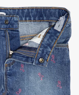 Short fille en jean avec petits motifs brodés et franges vue3 - GEMO (ENFANT) - GEMO