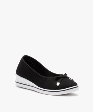 Ballerines femme en toile à talon compensé vue2 - GEMO C4G FEMME - GEMO